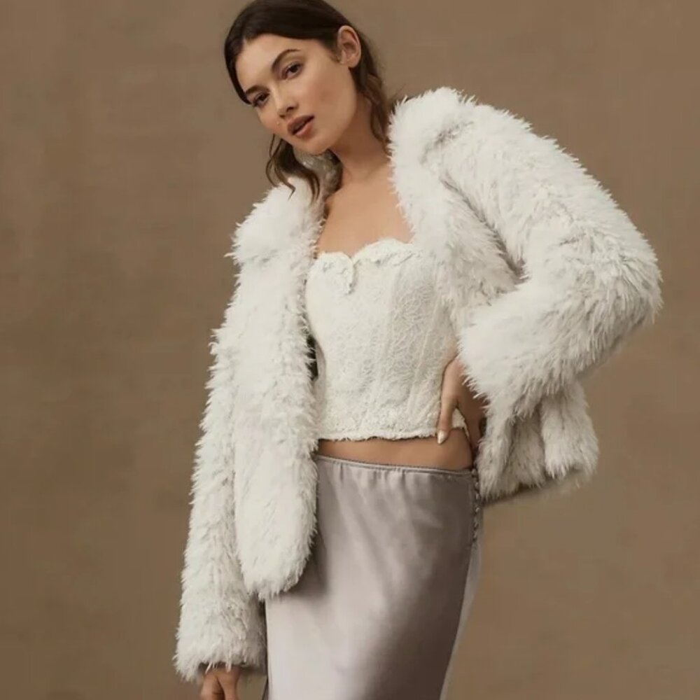 By Anthropologie Faux Fur Jacket worn once